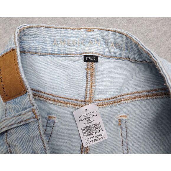 American Eagle Strigid Women's Jeans 12 Reg Distressed Ripped Denim Mom Jean NWT - Picture 11 of 16